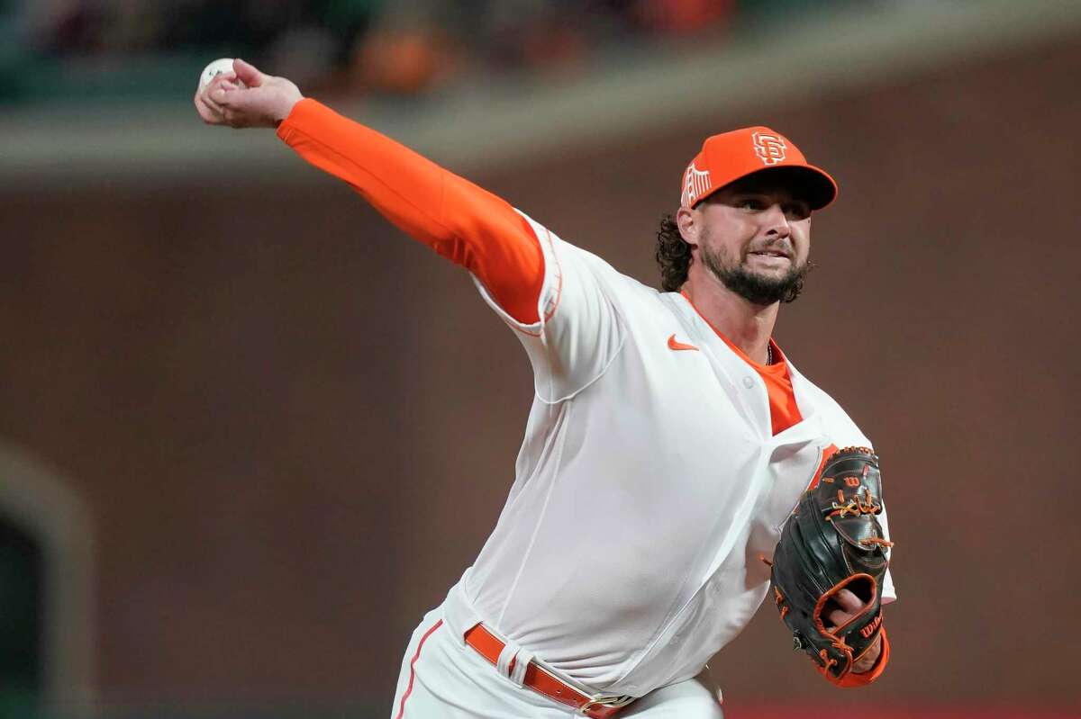 Right-hander Tyler Beede, seen throwing against the Washington Nationals at Oracle Park last Friday, pitched in parts of four seasons for the Giants, going 5-11 with a 5.39 ERA.