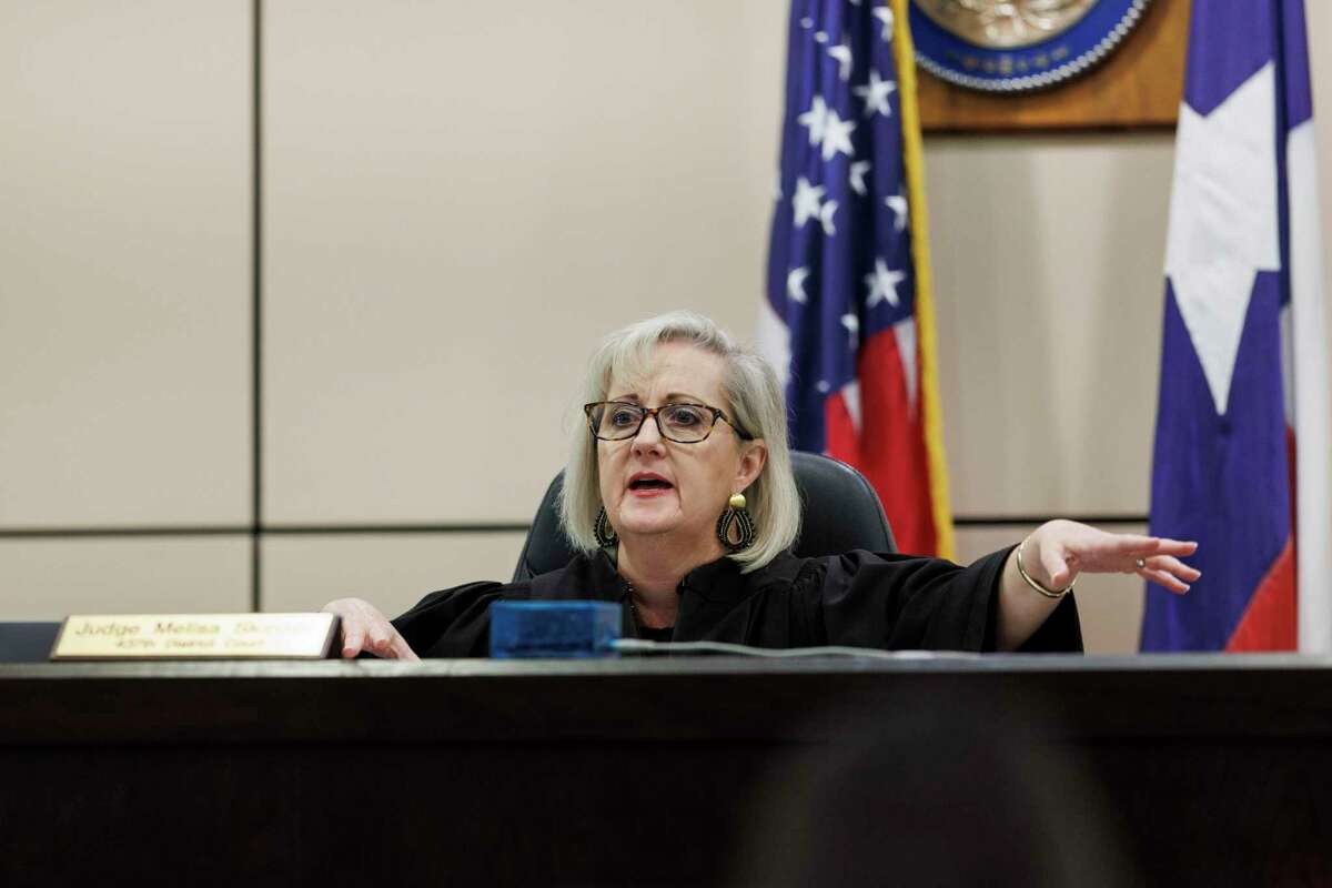 State District Judge Melisa Skinner addresses the courtroom during the punishment phase of Angelica Navarro-DePaz, who received a 20-year prison sentence Friday for a 2017 murder-for-hire plot.