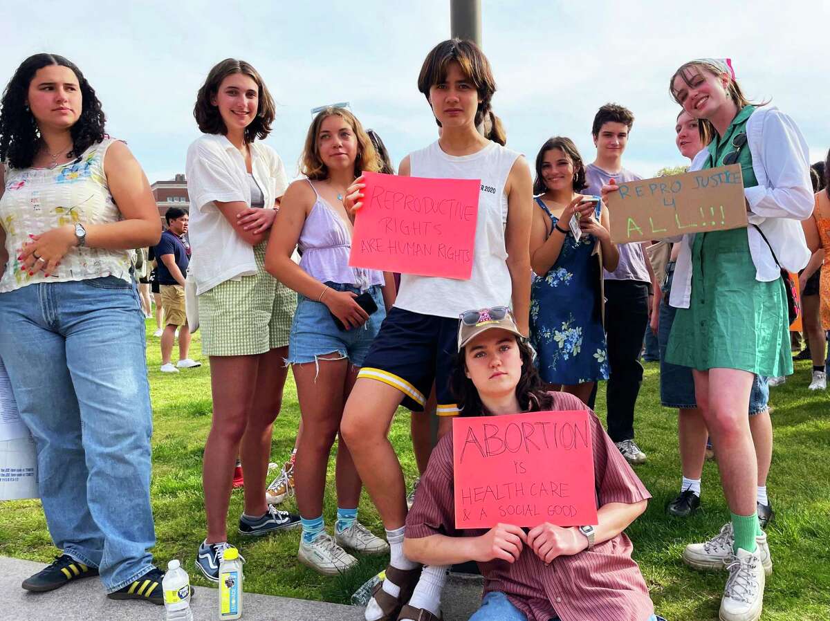 Dozens of students at Wesleyan University in Middletown participated in the Reproductive Freedom Protest Thursday on campus. It was organized as a response to the anticipated overturning of Roe v. Wade in conjunction with protests from over 30 different campuses across the country, including Connecticut College, Amherst College and Middlebury College.