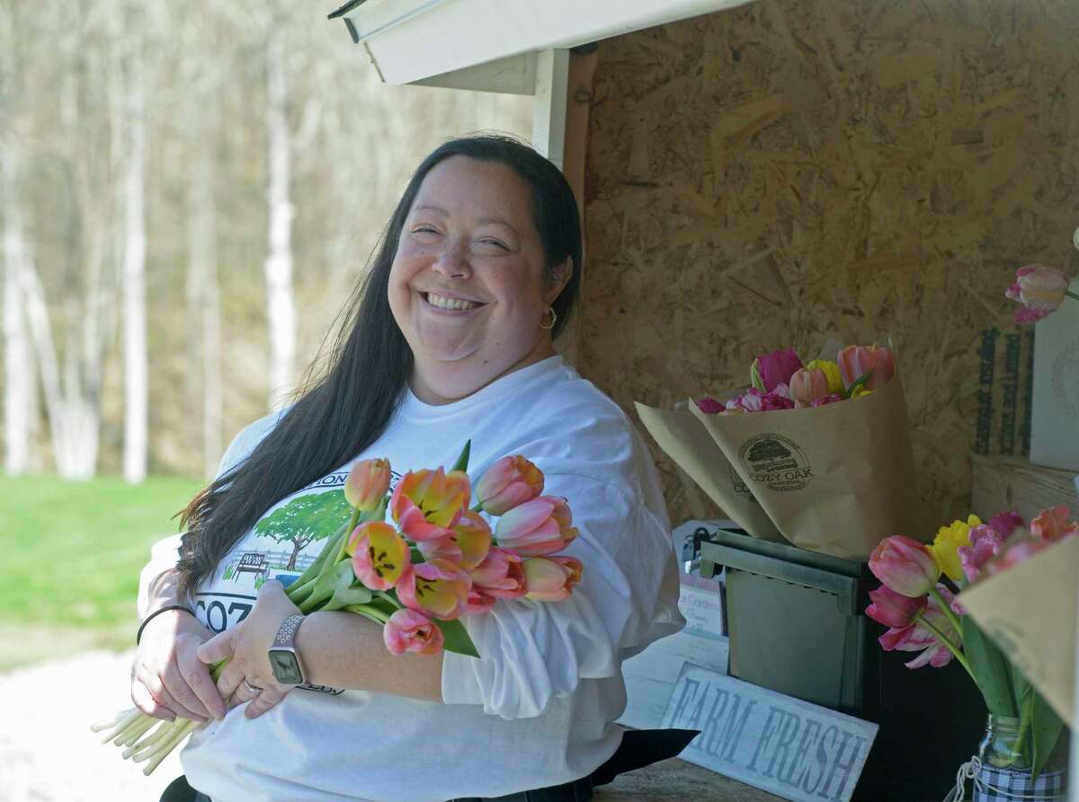 Jenny Audo, of New Fairfield, has launched a flower-selling business called Cozy Oak Gardens. She grows specialty cut flowers and sells them outside her home. Thursday, May 5, 2022, New Fairfield, Conn.