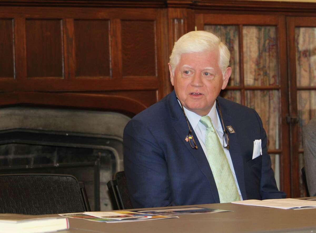 U.S. Rep. John B. Larson spoke about city American Rescue Act Plan funding at the Russell Library in Middletown Friday.