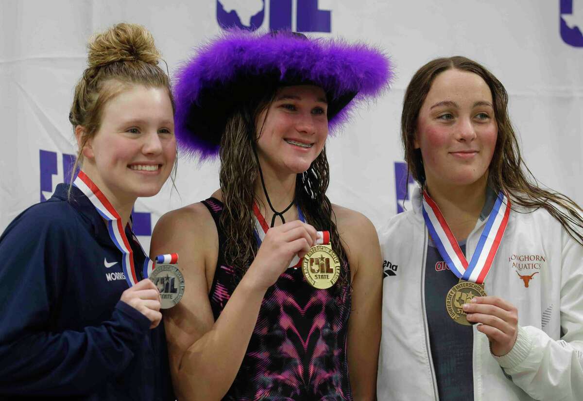 Avery Dillon of Lamar Fulshear finished first in the girls 500-yard freestyle during the UIL State Swimming and Diving Championships at Lee & Joe Jamail Texas Swimming Center, Saturday, Feb. 19, 2022, in Austin.