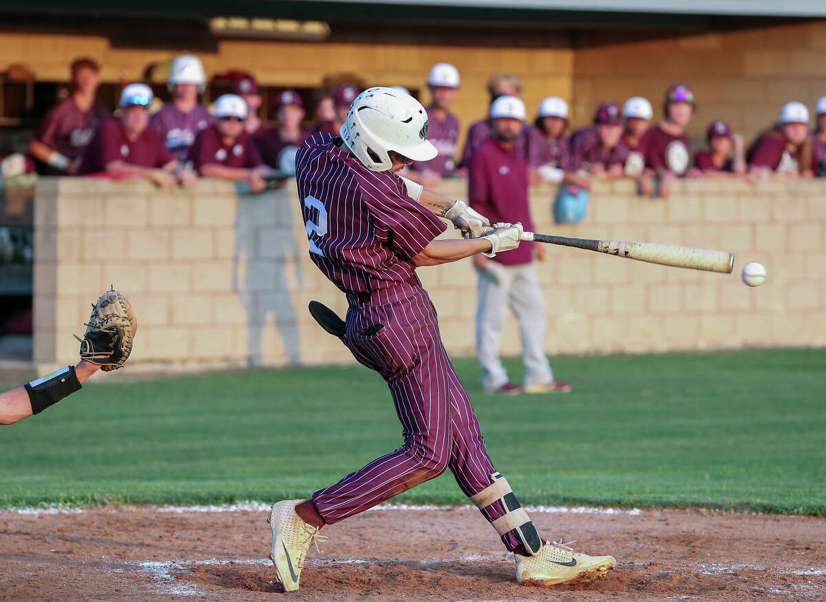 Silsbee Tiger short stop Cash Glaze gets a hit in Fridays 4A playoff game against Hardin Jefferson. Photo taken by Jarrod Brown on May 6, 2022 in Sour Lake , TX