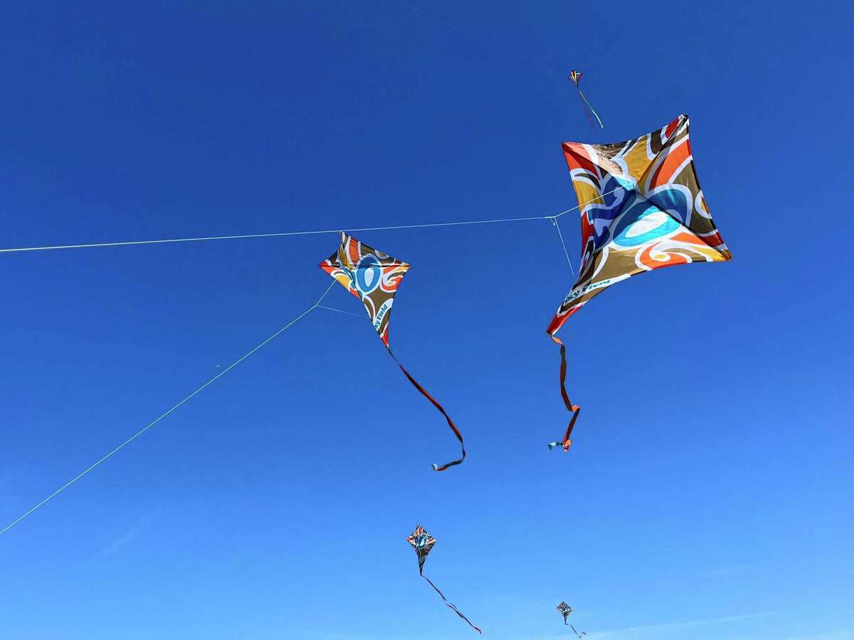 Kites filled the sky at Crissy Field on Saturday, May 7, 2022 in celebration of the end of the 20th anniversary of the park's renovation.