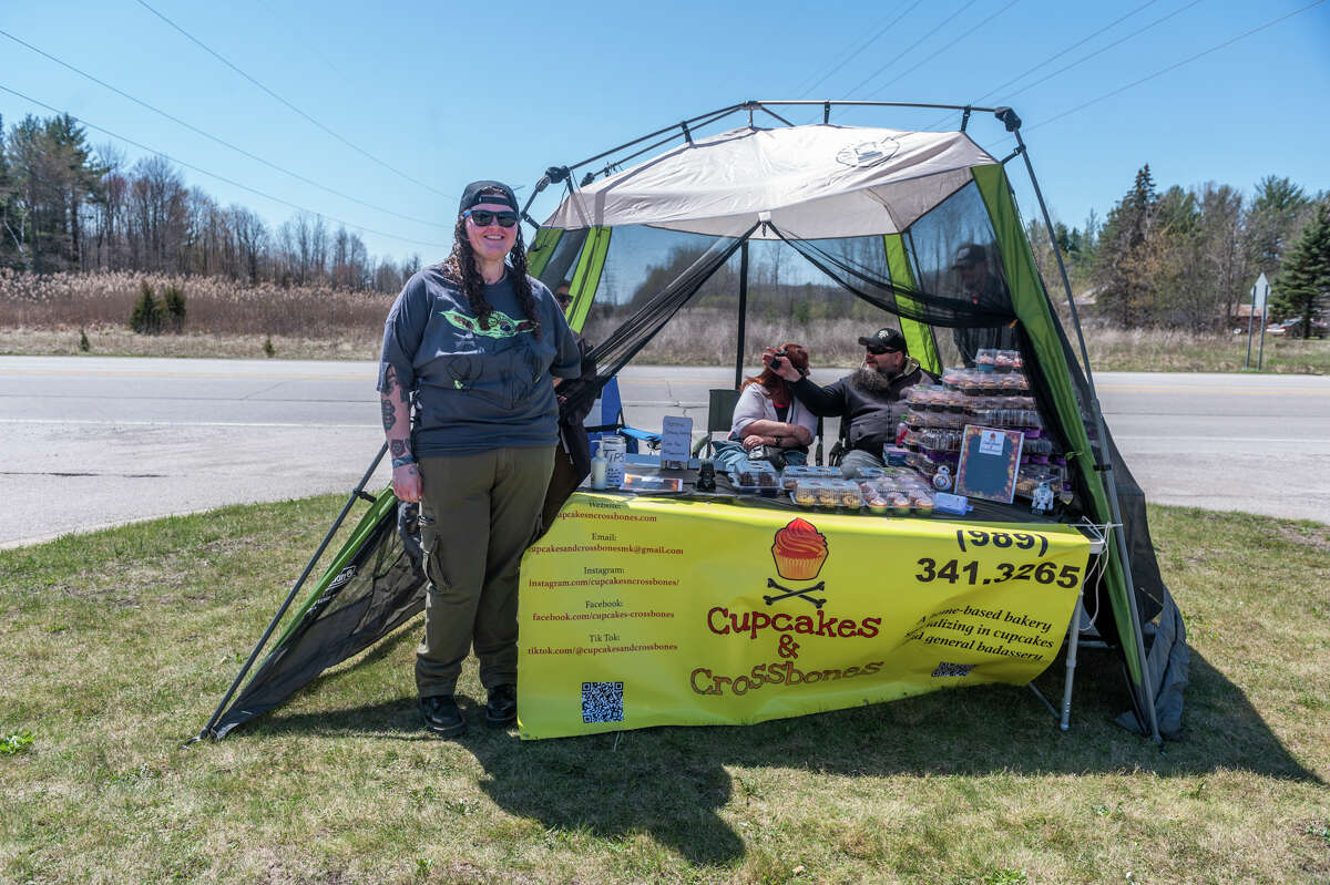 Mandy Coehler of Cupcakes and Crossbones sets up a booth with items for sale during the May The Music Be With You: Mental Health Awareness Music Festival hosted by Ryder's Bar Saturday, May 7, 2022 in Midland.