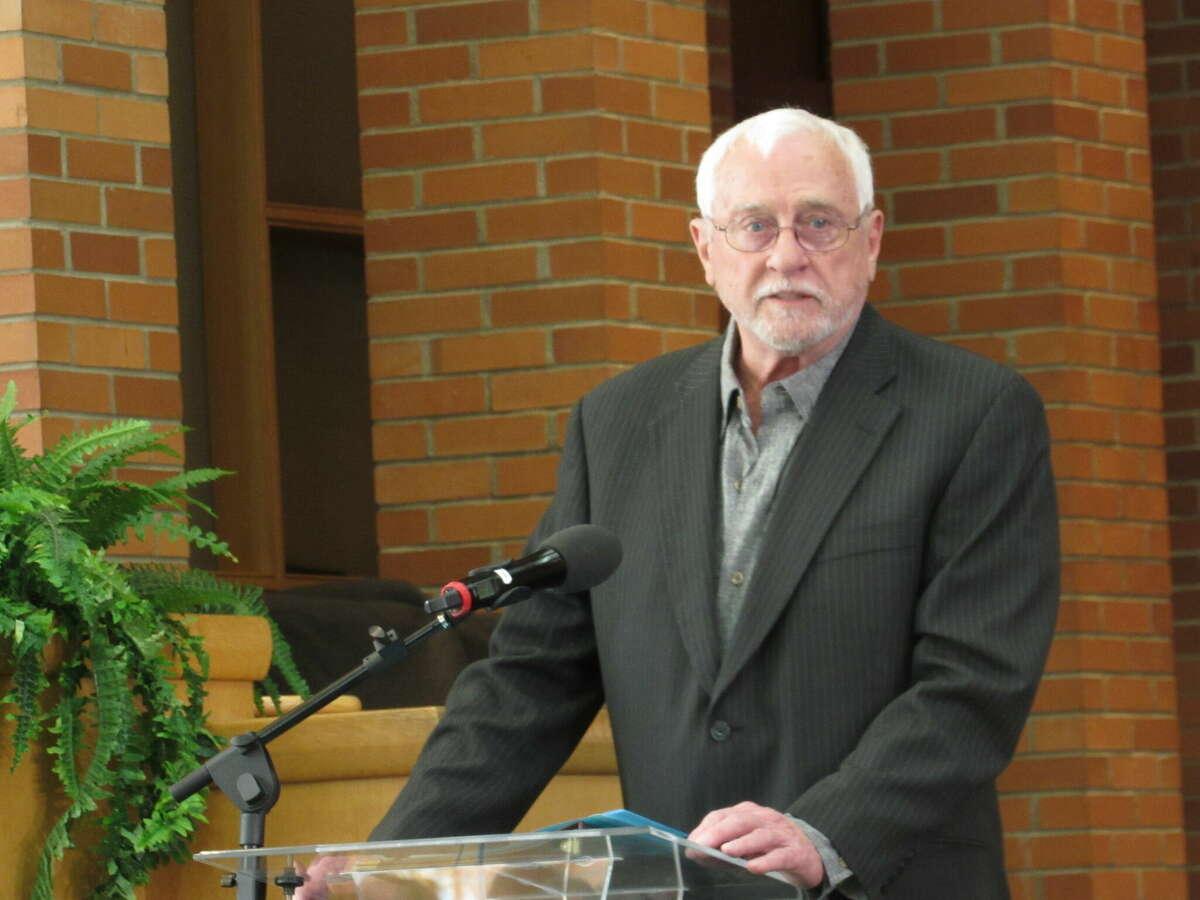 Roger Bishop speaks at the Midland High School Vietnam plaque ceremony on May 6, 2022 at Midland First United Methodist Church.