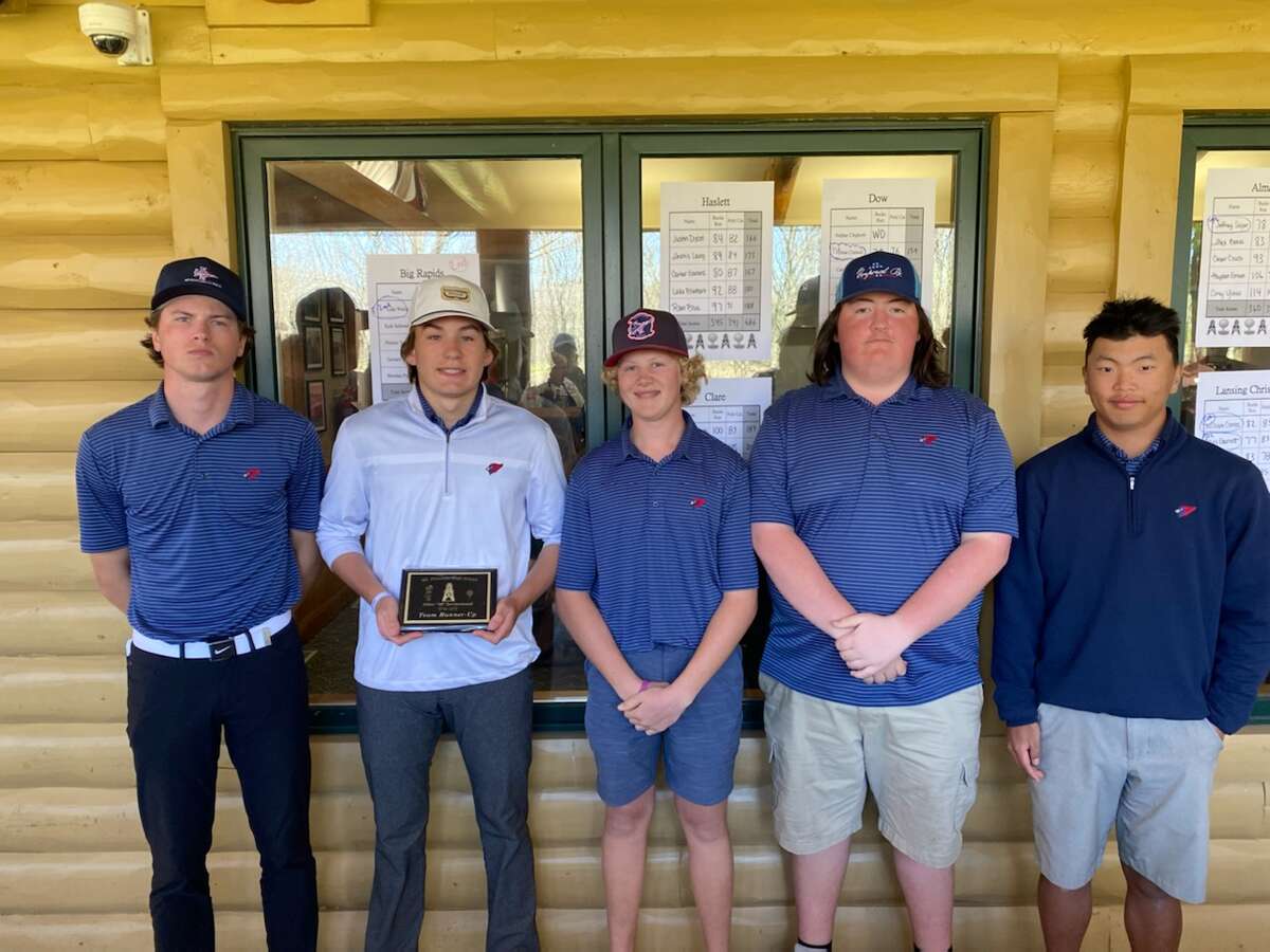 Big Rapids boys took second place at the Mount Pleasant Invitational on Friday and Saturday: from left, Brendan Pippin, Luke Welch, Preston Younge, Zach Steers and Kyle Schroeder. 