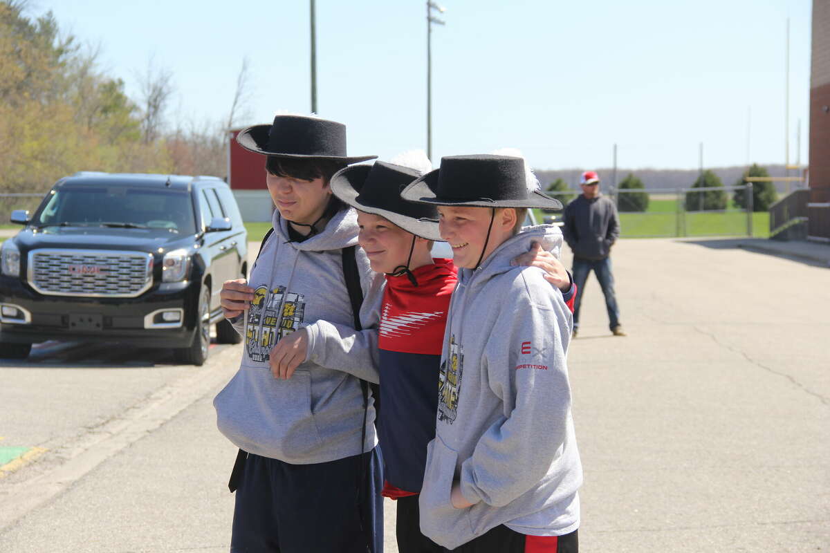 The three Caseville eighth graders competing under the Three Musketeers team name, made up of Logan Feltner, Matthew Duffy, and Reece Martin.