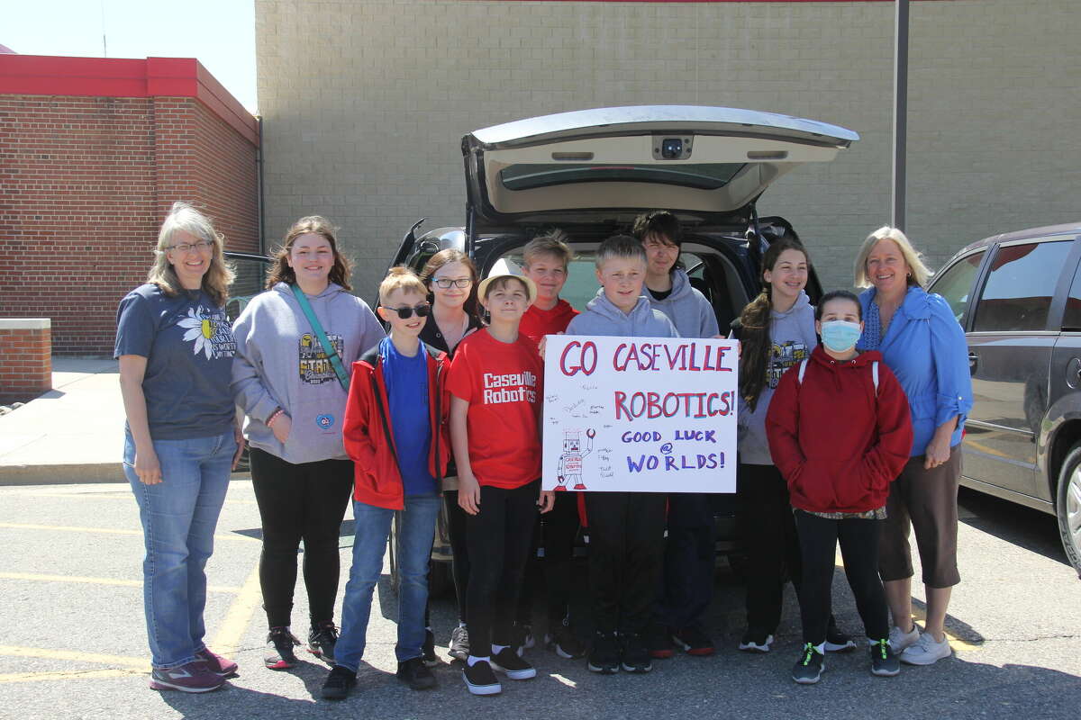 The nine Caseville students with their team coaches before they headed out to the VEX Robotics World Championships in Dallas. The competition goes on from May 8 through May 10. 