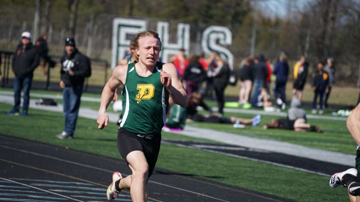 Dow High's Noah Reuter-Gushow competes in a sprint event at a meet earlier this season.