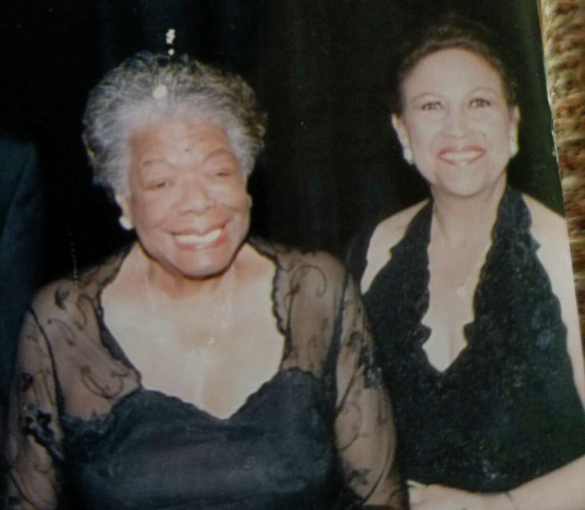 FILE - Poet and memoir author Maya Angelou with her longtime San Antonio friend and fellow arts advocate Aaronetta Pierce, who loved the PBS documentary and recalled memories of Angelou in the Alamo City.