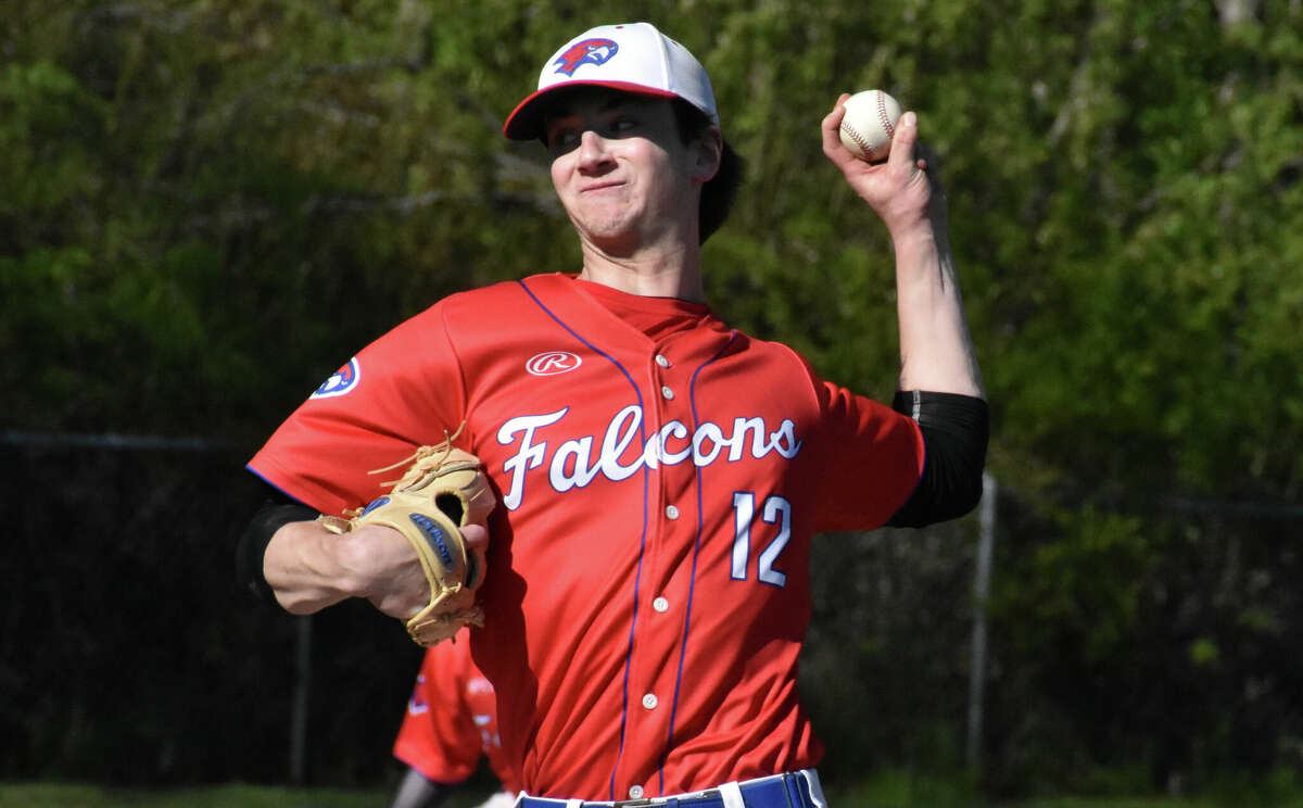 St. Paul's Brendan Foley pitches during a baseball game between St. Paul and Woodland at St. Paul High, Bristol on Monday, May 9, 2022.
