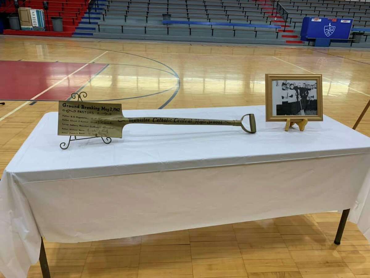 Pictured is the shovel used to break ground on Manistee Catholic Central on May 2, 1962. The school celebrated the 60th anniversary of its groundbreaking Thursday with a Mass of thanksgiving.