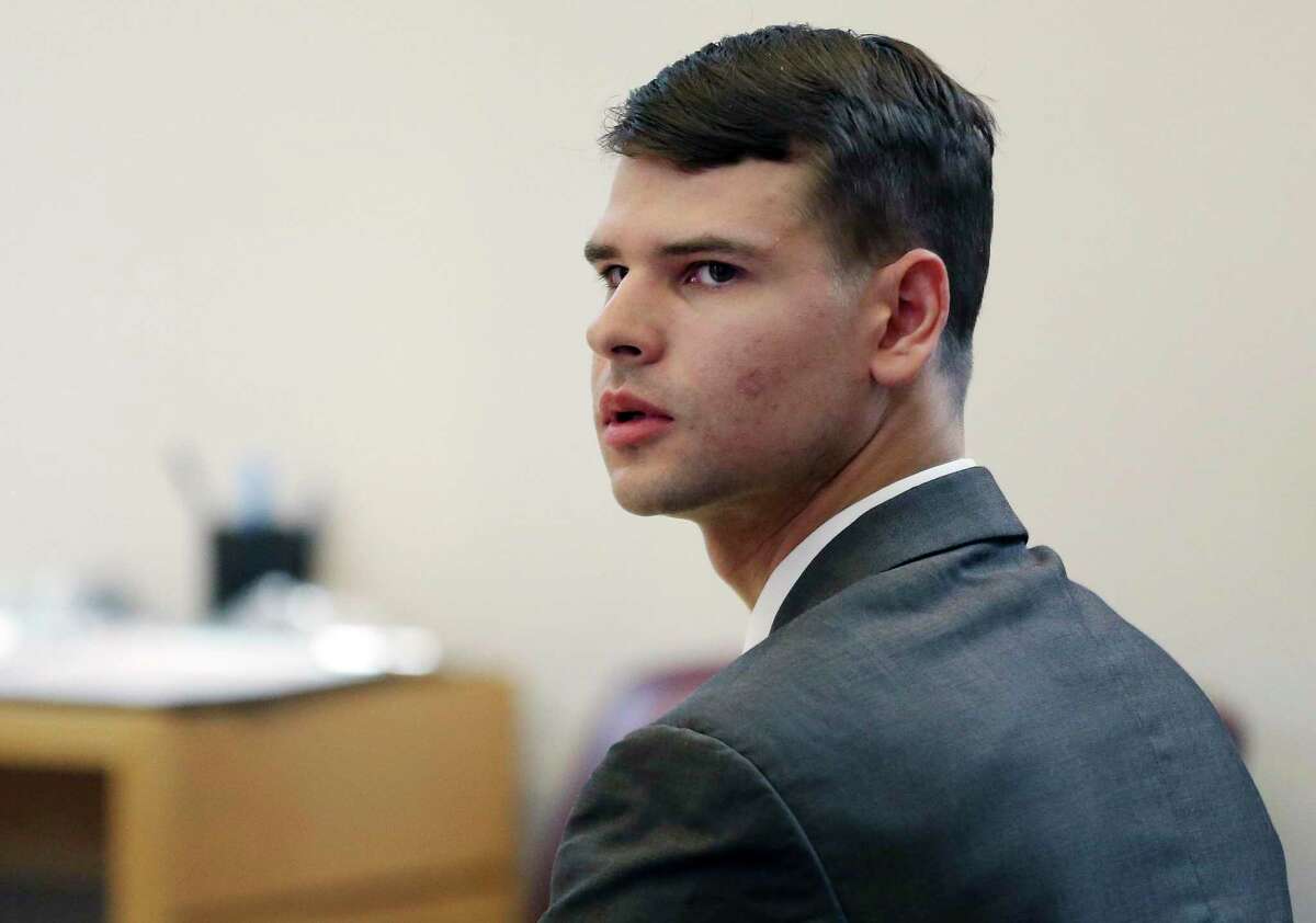 Nathan Carman, a Vermont man accused by family members of killing his millionaire grandfather and possibly his mother in an attempt to collect inheritance money, appears at a probate hearing in Concord, New Hampshire in 2018. 