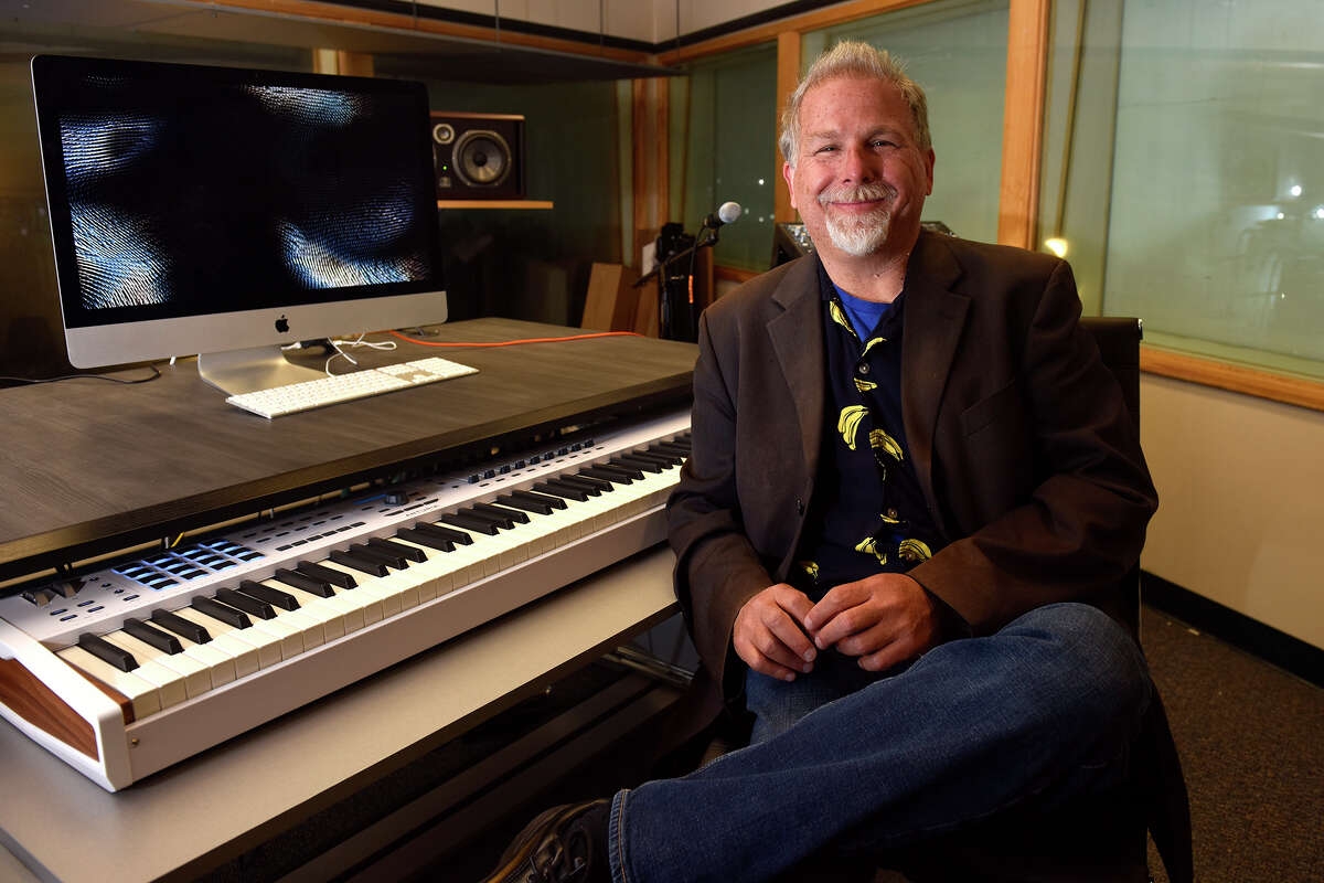 SFSU School of Music professor Steve Horowitz photographed inside the music studio of his video game composition class, on Tuesday, May 3, 2022. 