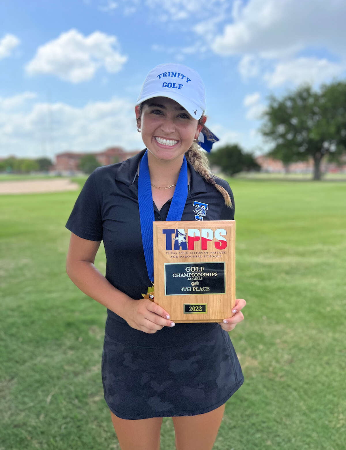 Trinity's Ali Escamilla won the bronze medal individually and helped her team capture fourth place at the TAPPS 3A Golf Championship in Waco on 5/10/2022. 
