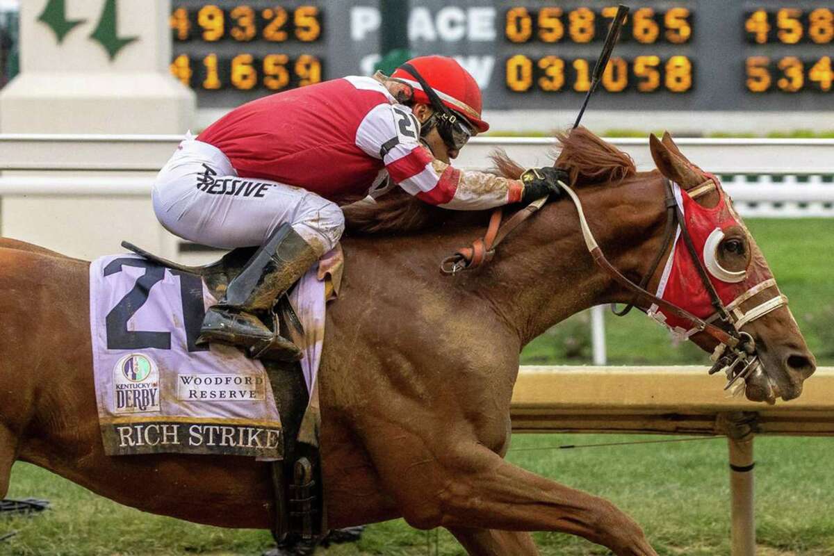Rich Strike, with Sonny Leon riding, won the Kentucky Derby at Churchill Downs in Louisville, Ky., on Saturday, May 7, 2022. The race, which was carried on the NBC network and digital platforms, was watched by an average of 16 million viewers.