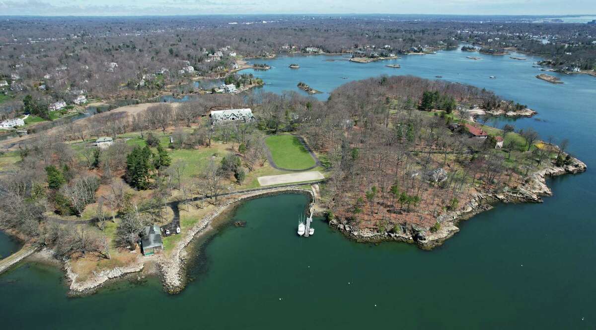 Great Island in Darien, Conn., photographed on Tuesday, April 12, 2022. The town of Darien is in negotiations with the property owners to purchase the 63-acre island and estate.