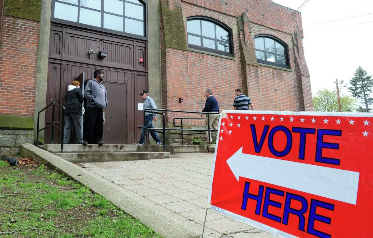 Voting in the Democratic and Republican presidential primary election at the Ansonia Armory in 2016.