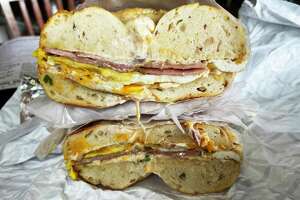 Massive bagel breakfast sammie cures hangovers and hunger