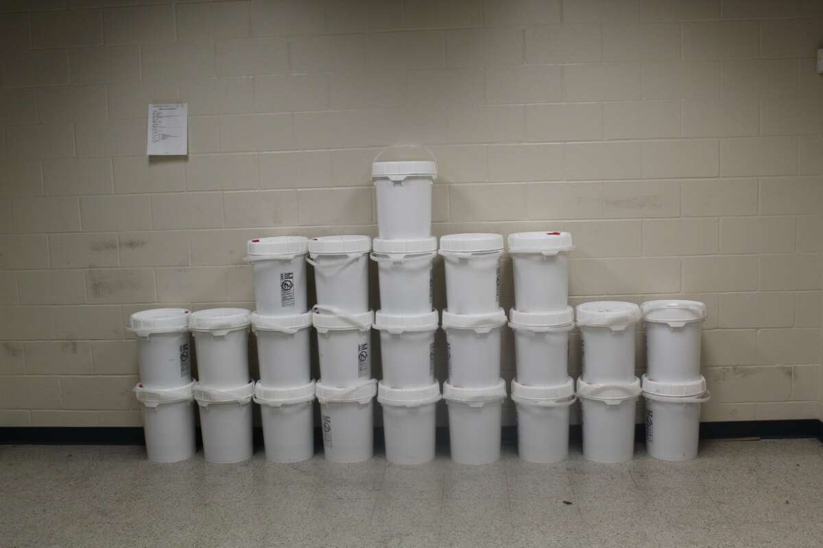 U.S. Customs and Border Protection officers seized approximately 912 pounds at the World Trade Bridge on May 6. A man was arrested in connection with the seizure.