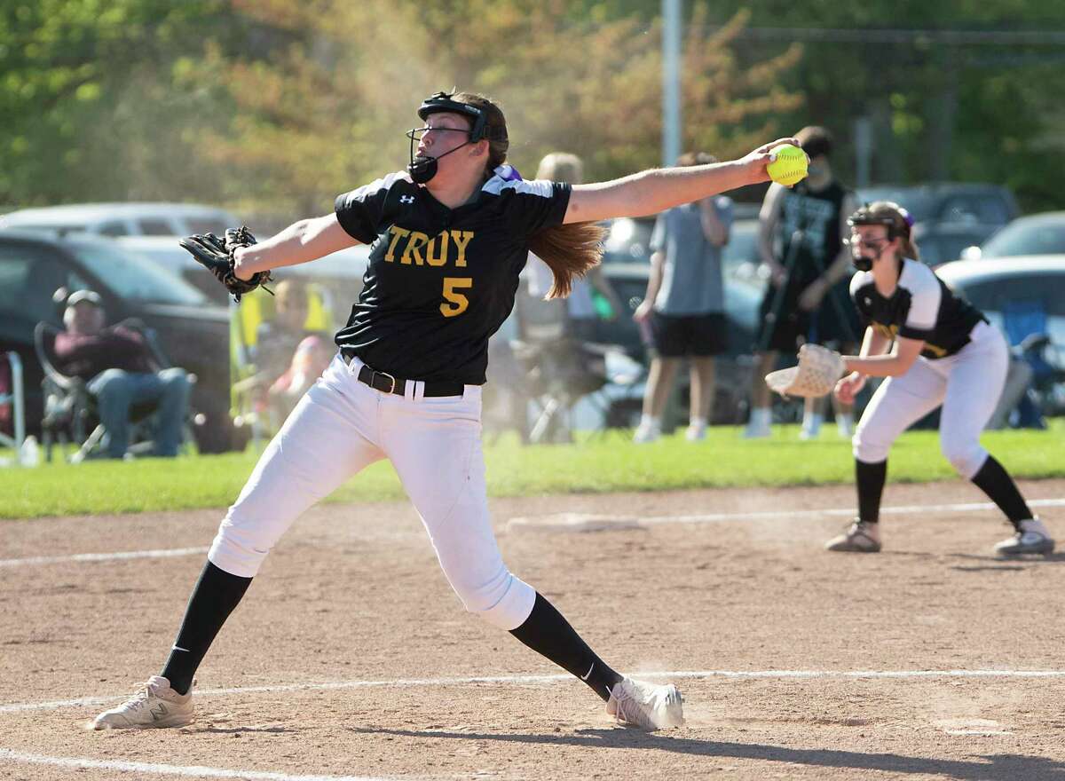 Troy pitcher Olivia Decitise has struck out double digits in every game this season.