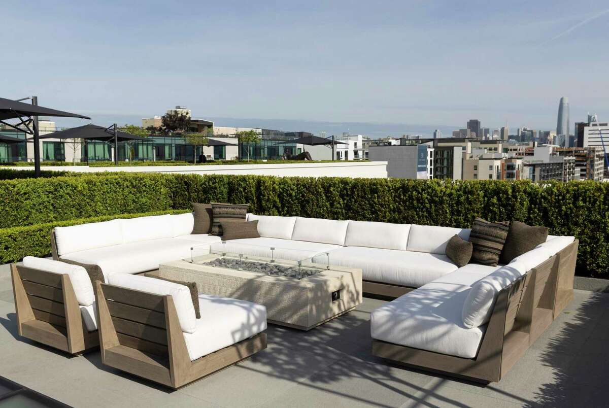 Furniture from RH Outdoor Collections at the Rooftop Park at RH San Francisco.