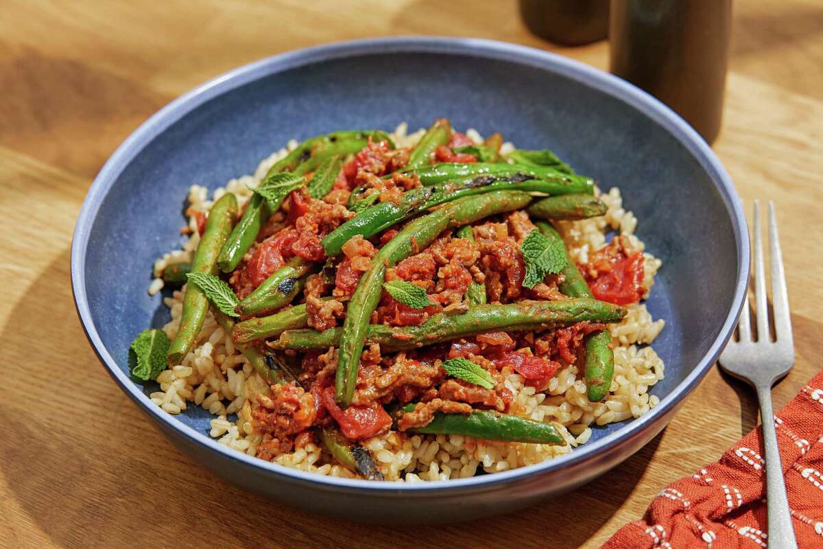 Blistered Green Beans With Lamb and Aromatic Spices.