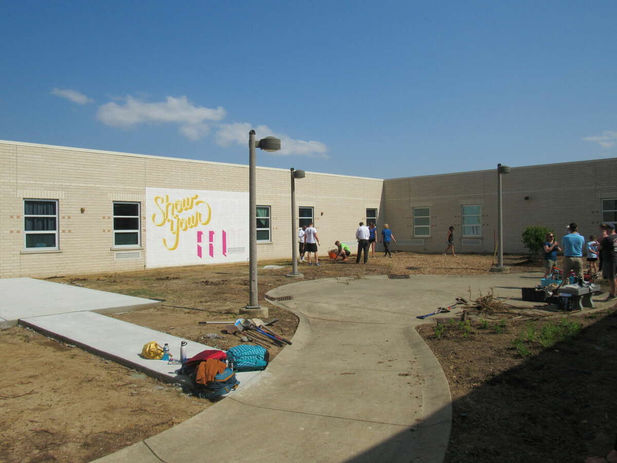 Previously unused, the courtyard space at Liberty Middle School is being renovated to serve as an outdoor learning space and garden for students and staff.  