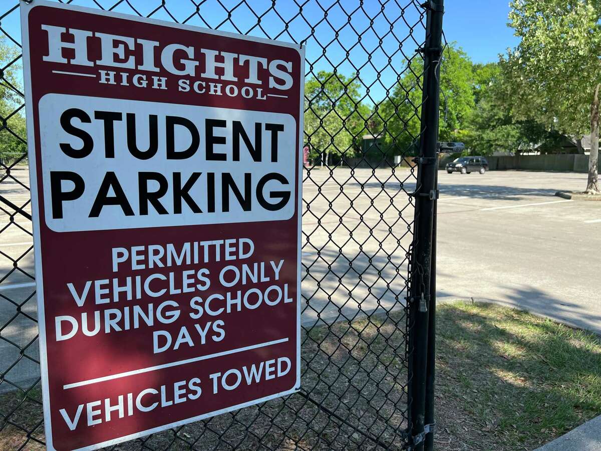 A parking lot is seen at Heights High School on May 12, 2022, in Houston, TX.
