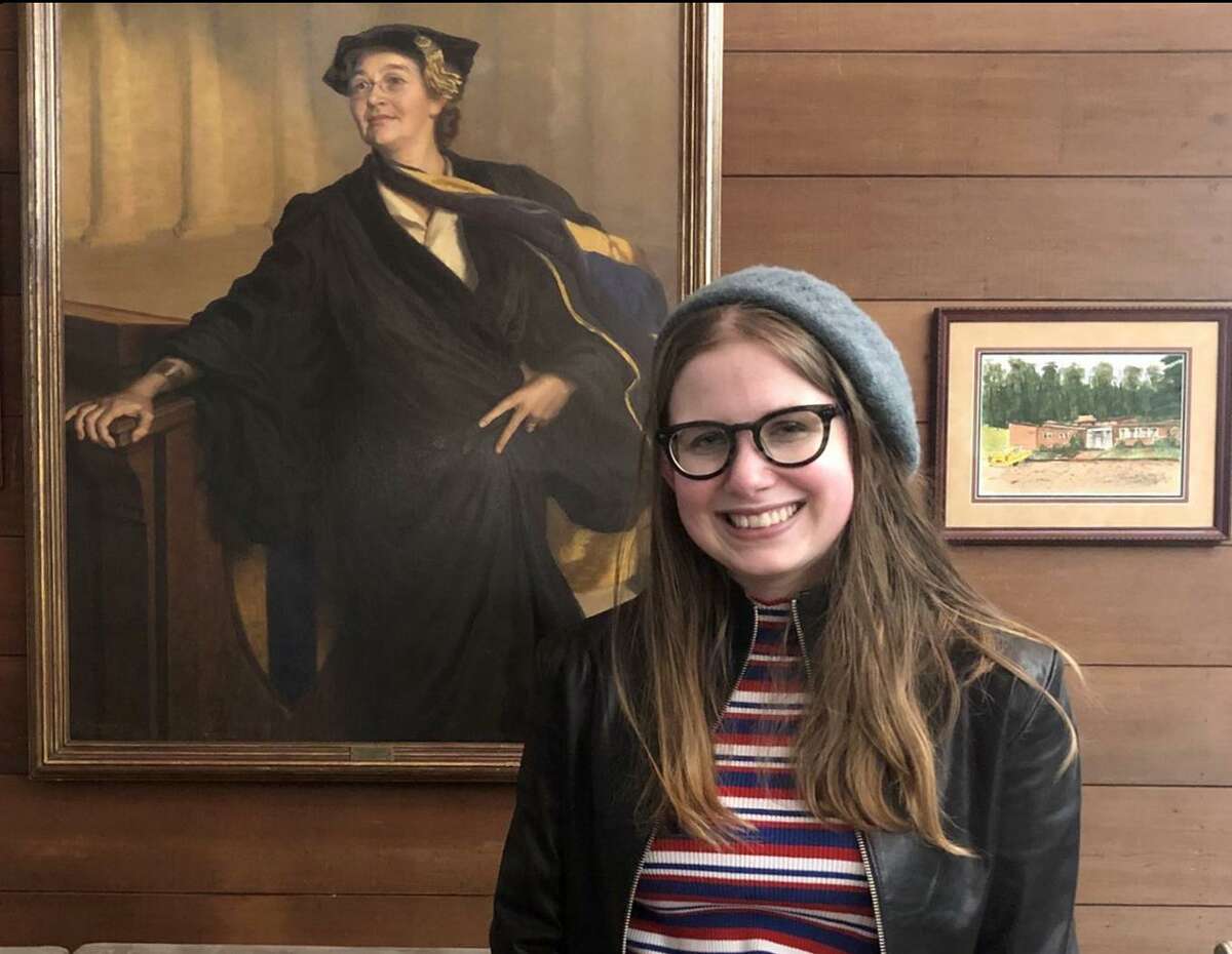 Jenny Varner was an art history major at Mills College who intended to finish her degree there until the school announced in January it was eliminating the program. Varner, standing here before a portrait of Aurelia Henry Reinhardt, an advocate for women’s education and Mills president from 1916 to 1943, is among the students who filed a class-action lawsuit this week.