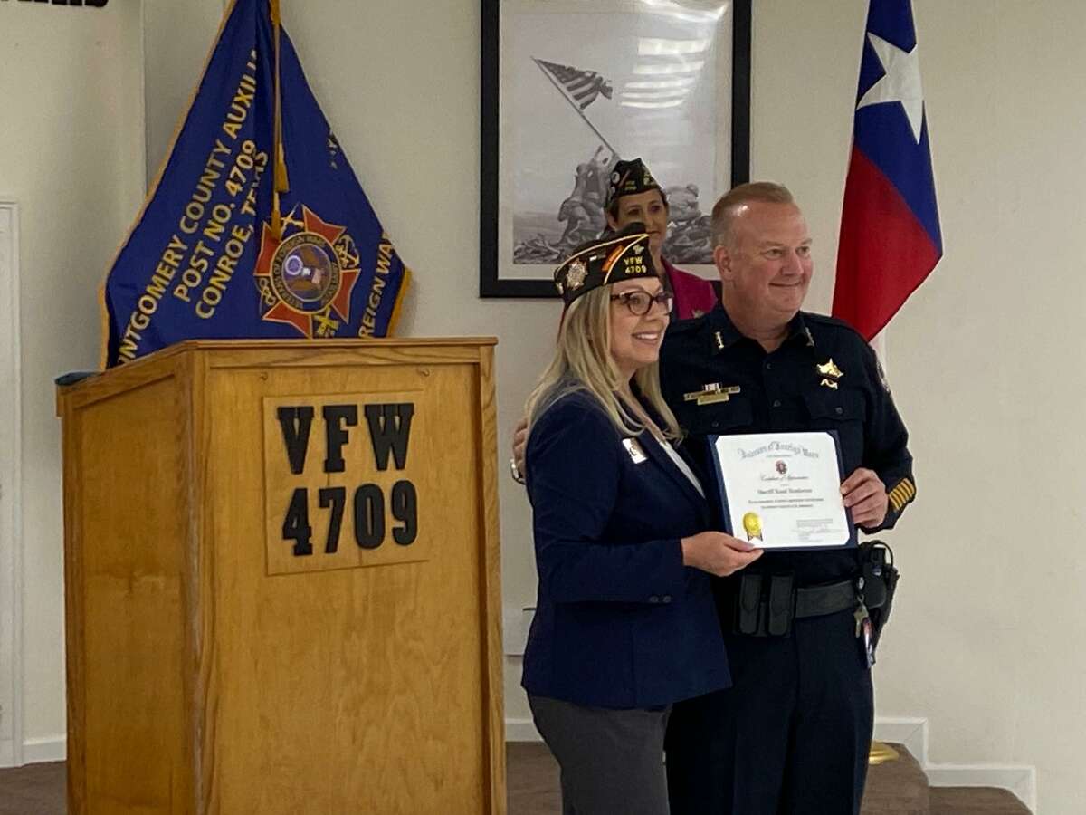 The Conroe VFW Post 4709 presented community awards and VFW recognitions Wednesday night at the Post. Awards were presented to Firefighter of the Year, Paramedic of the Year, Teacher of the Year and more. Montgomery County Sheriff Rand Henderson was honored Wednesday night.