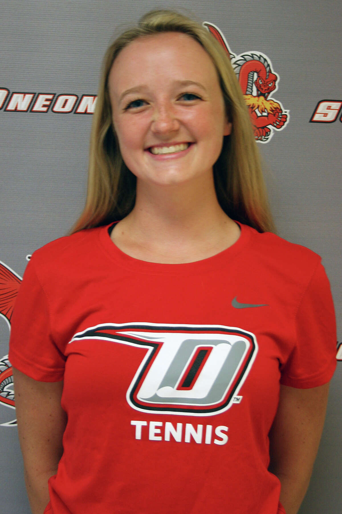 Senior Olivia Fraser, from Queensbury, plays for the SUNY Oneonta women’s tennis team. 