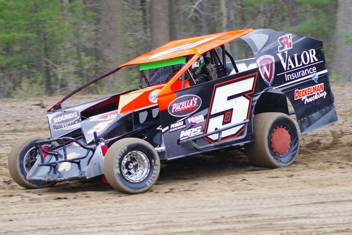 12-year-old Brock Pinkerous races his 2,400 lb. open-wheel crate 602 sportsman race car to victory at Albany Saratoga Speedway on Saturday, May 7, 2022.