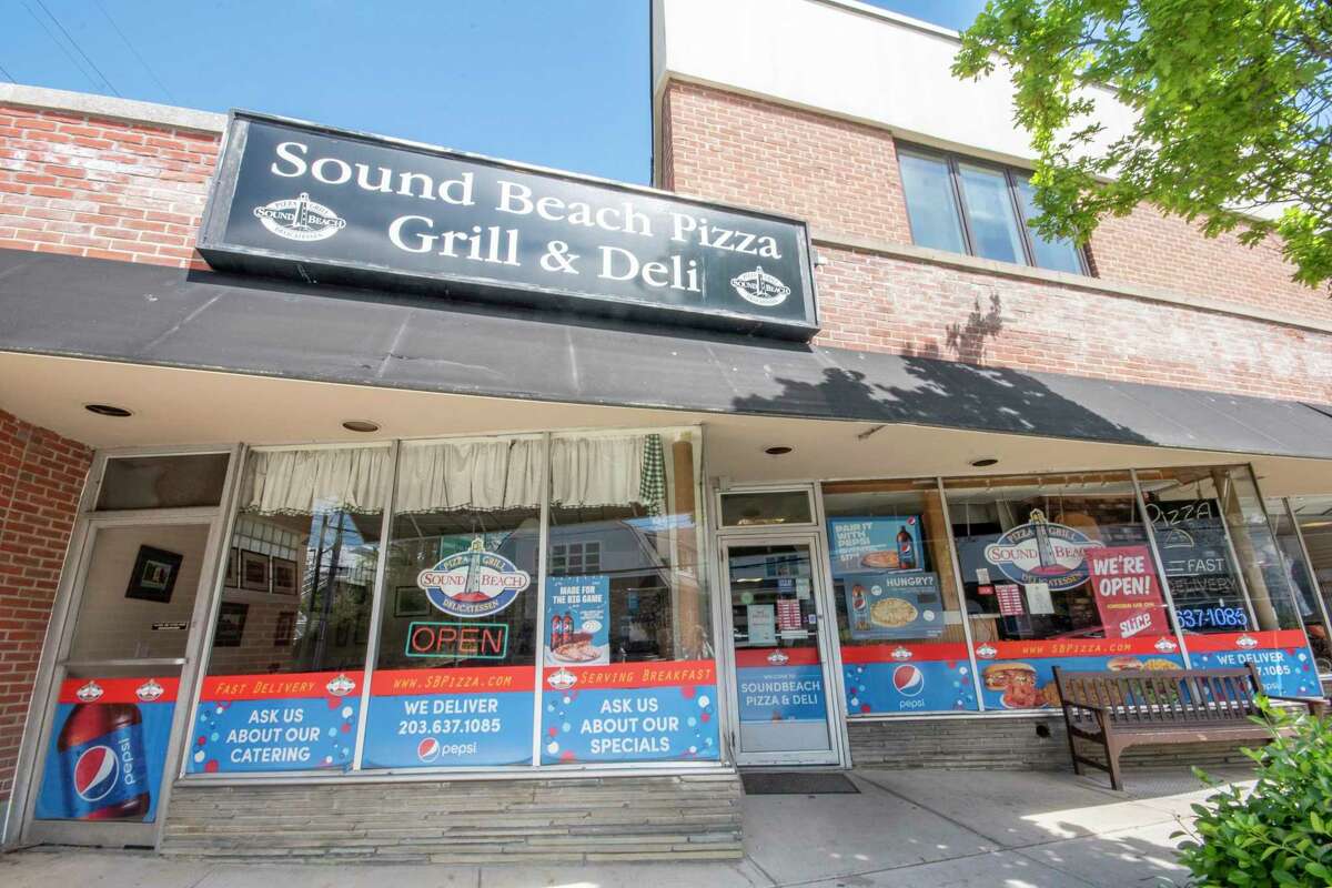 Sound Beach Pizza, Grill and Deli, at 178 Sound Beach Ave. in Old Greenwich, is locked on Wednesday. A post on the business’s Facebook page confirms the restaurant is closed.