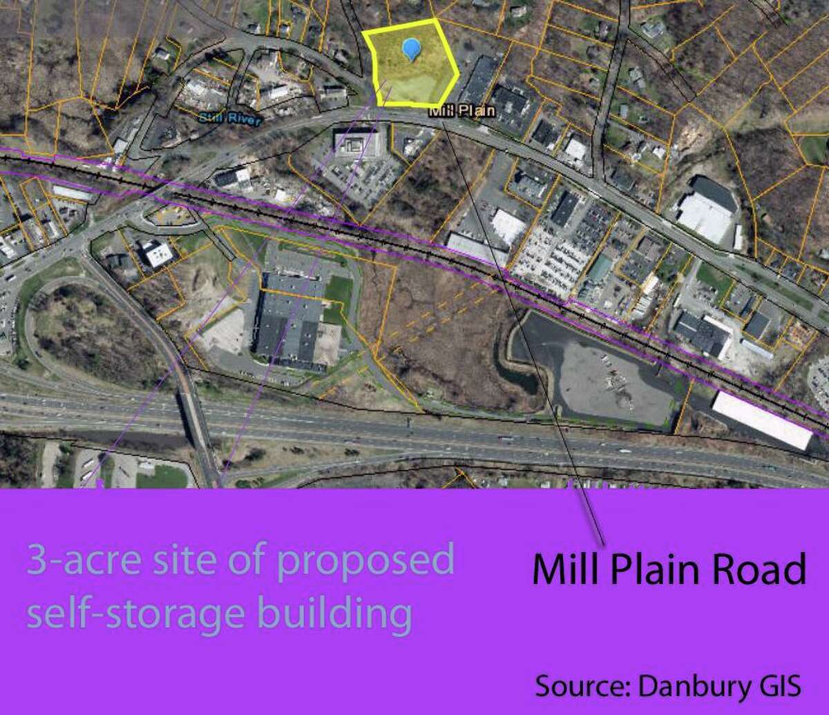 The 3-acre site of a proposed self-storage building at 95 Mill Plain Road in Danbury.