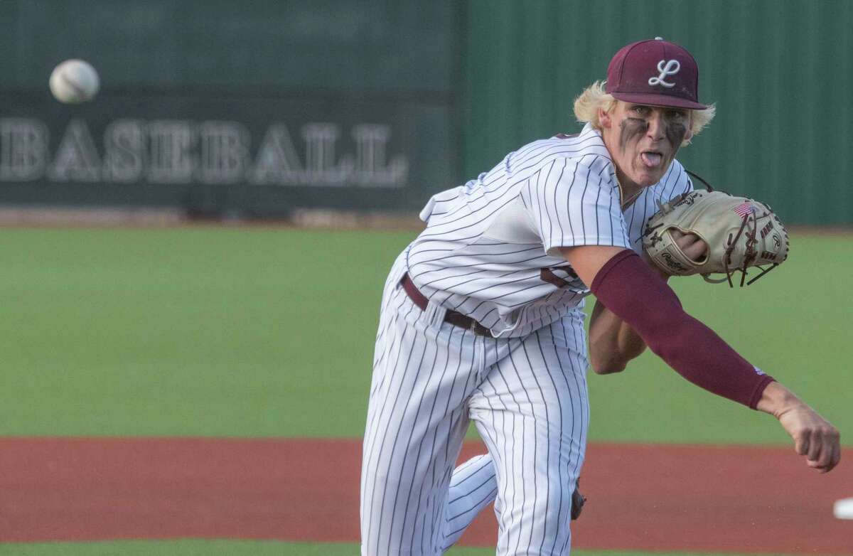 Legacy High starting pitcher Chase Shores throws against V.R. Eaton 05/12/2022 in the first game of the Class 6A area round playoff at Ernie Johnson Field. Tim Fischer/Reporter-Telegram