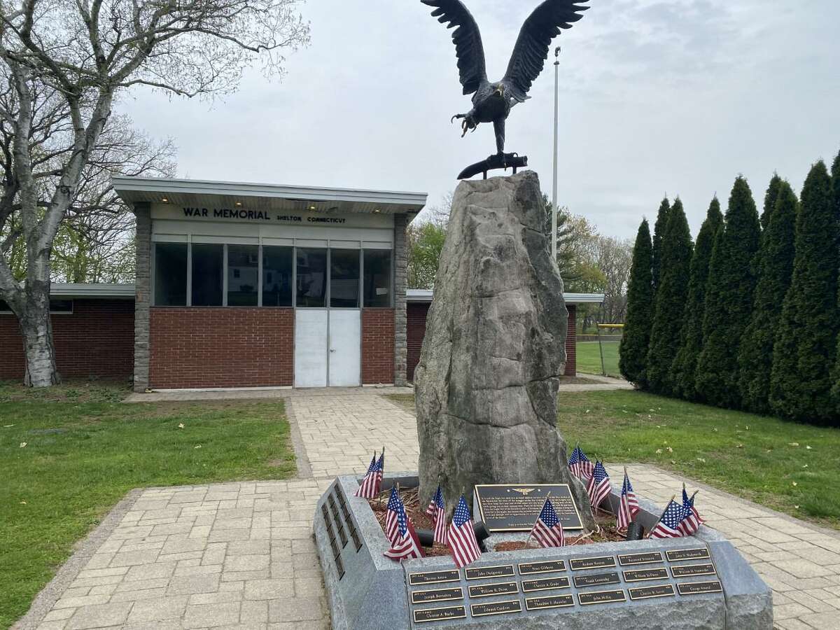The Eagle monument outside the War Memorial building at Riverview Park in Shelton will be moved to the Veterans Memorial Park as part of a plan to consolidate and expand the war memorial off Canal Street. The War Memorial building, which is not used by veterans groups locally, will be decommissioned and returned to the Parks and Recreation Department.
