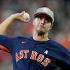 Houston Astros starting pitcher Jake Odorizzi throws against the Detroit Tigers during the first inning of a baseball game Sunday, May 8, 2022, in Houston. AP Photo/David J. Phillip)