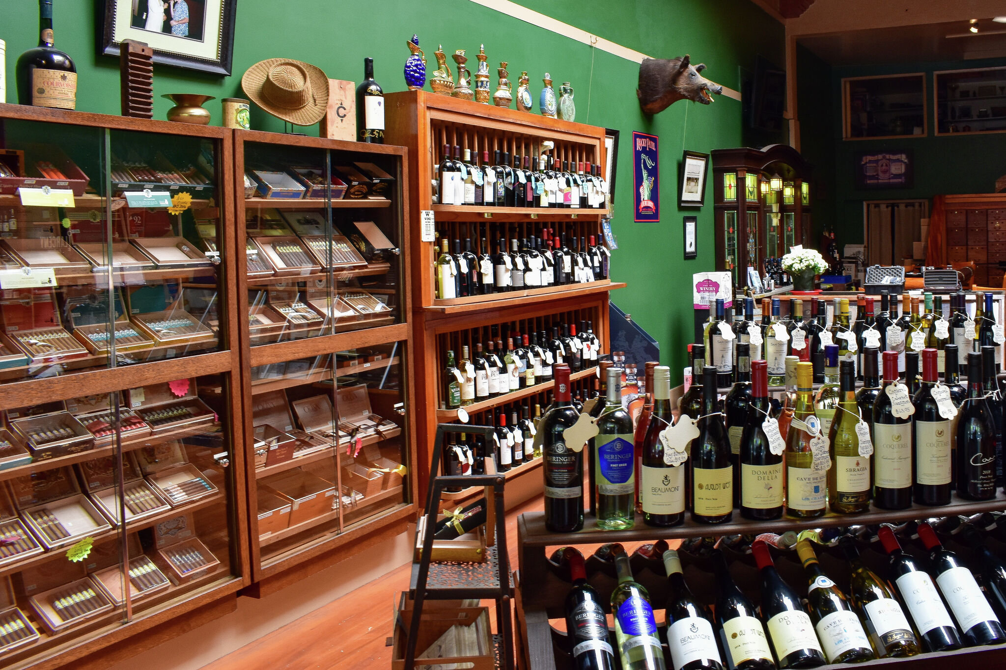 tobacco and beer-wine shop Behind the counter at Hellam's, the oldest tobacco store in California