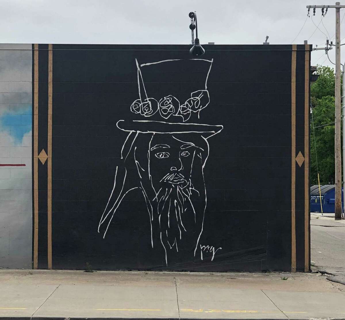 Leon Russell mural outside the Church Studio, which Russell opened in 1972. Today the studio is again an active space for musicians to record, while also a museum dedicated to Russell.