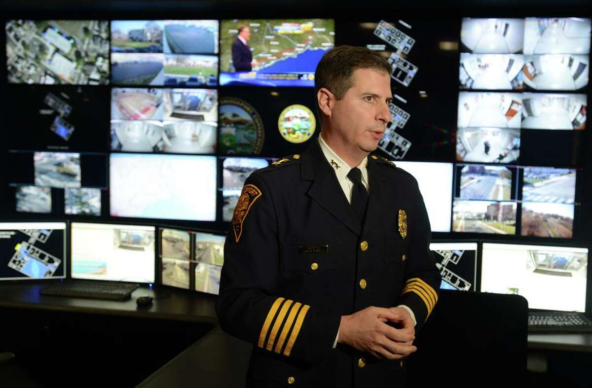 Bridgeport's Assistant Police Chief James Nardozzi talks about the city's new BSAFE Video Security Command Center Wednesday, Nov. 25, 2015, at the Margaret Morton Government Center.