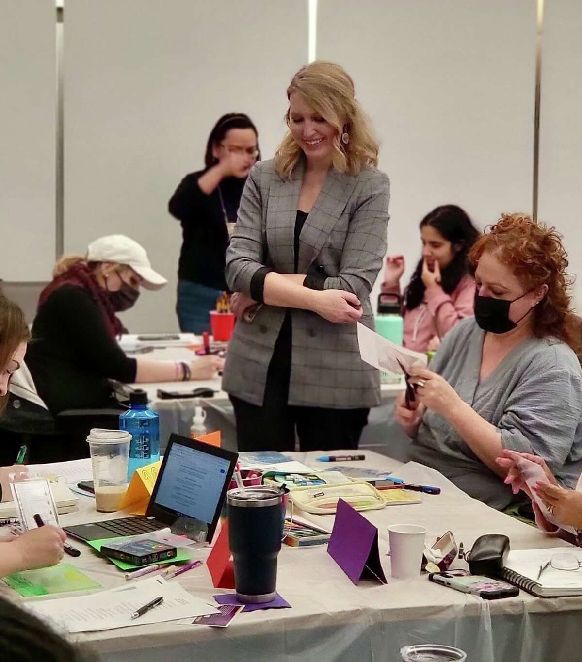 Kelly Wissman, director of the Freedom Dreaming project and a professor and department co-chair at UAlbany’s education school, oversees a Freedom Dreaming workshop.