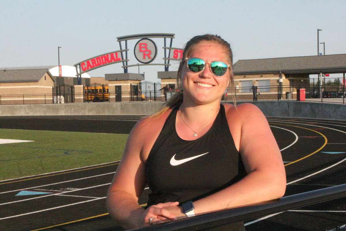 Grand Valley thrower Erika Beistle visited her Big Rapids hometown on Monday for the CSAA title meet.