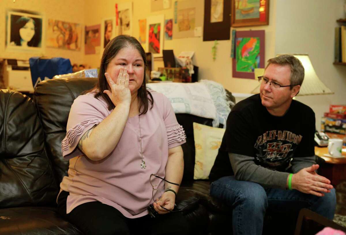Jo Ann Lowitzer wipes away tears as she and her former husband, John Lowitzer, discuss their daughter, Ali Lowitzer, on Dec. 11, 2018. Ali was last seen on April 26, 2010 when the then-16-year-old got off a school bus near their home in Spring.