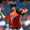 Houston Astros starting pitcher Justin Verlander throws during the fourth inning of a baseball game against the Washington Nationals, Sunday, May 15, 2022, in Washington. (AP Photo/Nick Wass)