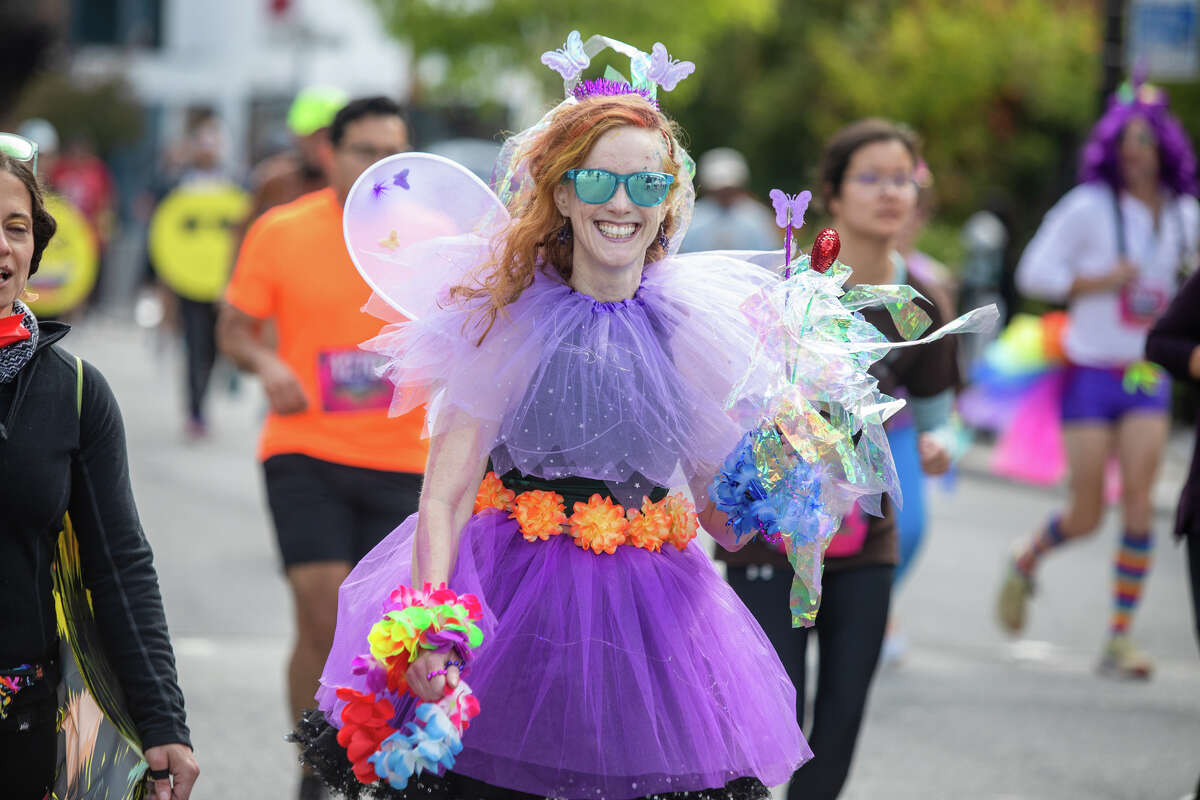 Costumed runners partake in the 2022 Bay to Breakers race in San Francisco, Calif. on May 15, 2022.