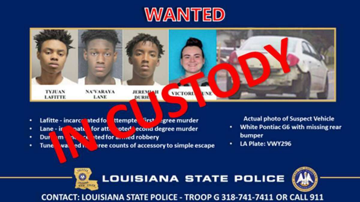 Teenagers TyJuan Lafitte, Na'Varaya Lane and Jeremiah Durham were captured Sunday, May 15, 2022 in Houston after escaping a juvenile detention facility with the help of guard Victoria Tune, 21. 