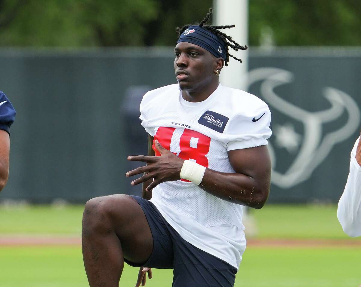 Linebacker Christian Harris, drafted by the Texans in the third round out of Alabama, is trying to get a leg up during rookie minicamp.