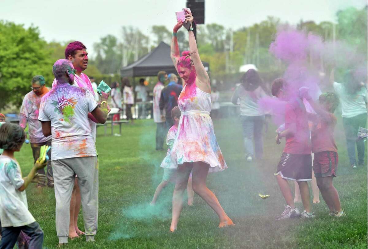 The India Cultural Center of Greenwich hosts its Holifest and Color Throw at Roger Sherman Baldwin Park in Greenwich, Conn., on Saturday May 14, 2022. Although the Color Throw is highlight of event, there were plenty of other activities like Indian food, arts and crafts, DJ Kunjun providing music, henna tattoos and an ice cream truck.
